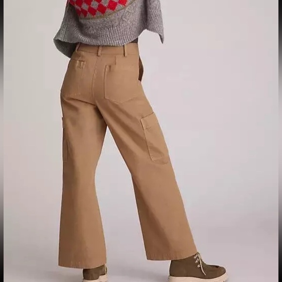 Anthropologie x Amadi Classic Wide Leg Utility Cargo Pants XS Tan High Waist. 15 - Picture 10 of 12